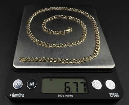 18” 10K Hollow Yellow Gold Diamond Cut Cuban Chain | 6.76g | 4.5MM | Lobster |