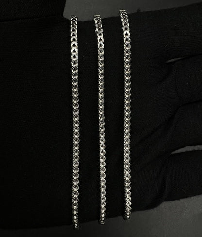 25” 10K Hollow White Gold Diamond Cut Franco Box Chain | 11.14g | 2.6MM | ALI |