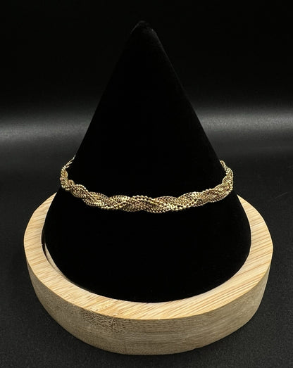 7.25” 14K Hollow Yellow Gold Diamond Cut Braided Curb + Bead Bracelet 4.31g 5MM