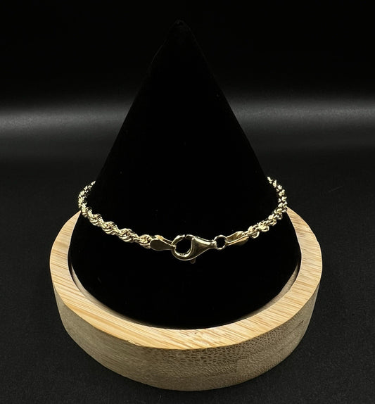 8.5” 14K Solid Yellow Gold Diamond Cut Rope Bracelet | 9.2g | 3.7MM | Lobster |