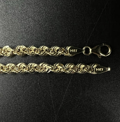 32” 14K Hollow Yellow Gold Rope Chain | 7.42g | 4MM | Lobster Clasp |