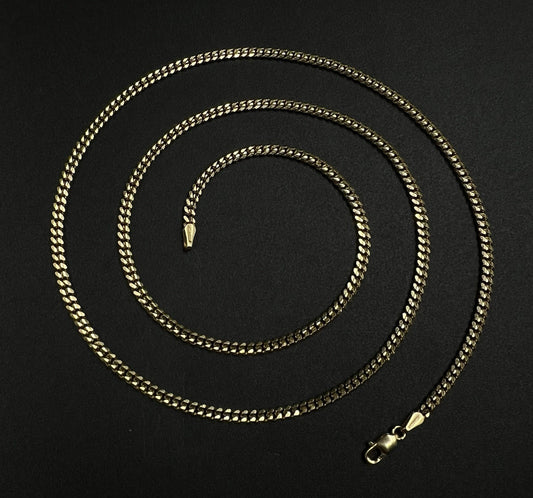 22” 14K Solid Yellow Gold Diamond Cut Miami Cuban Chain | 12g | 2.6MM | Lobster