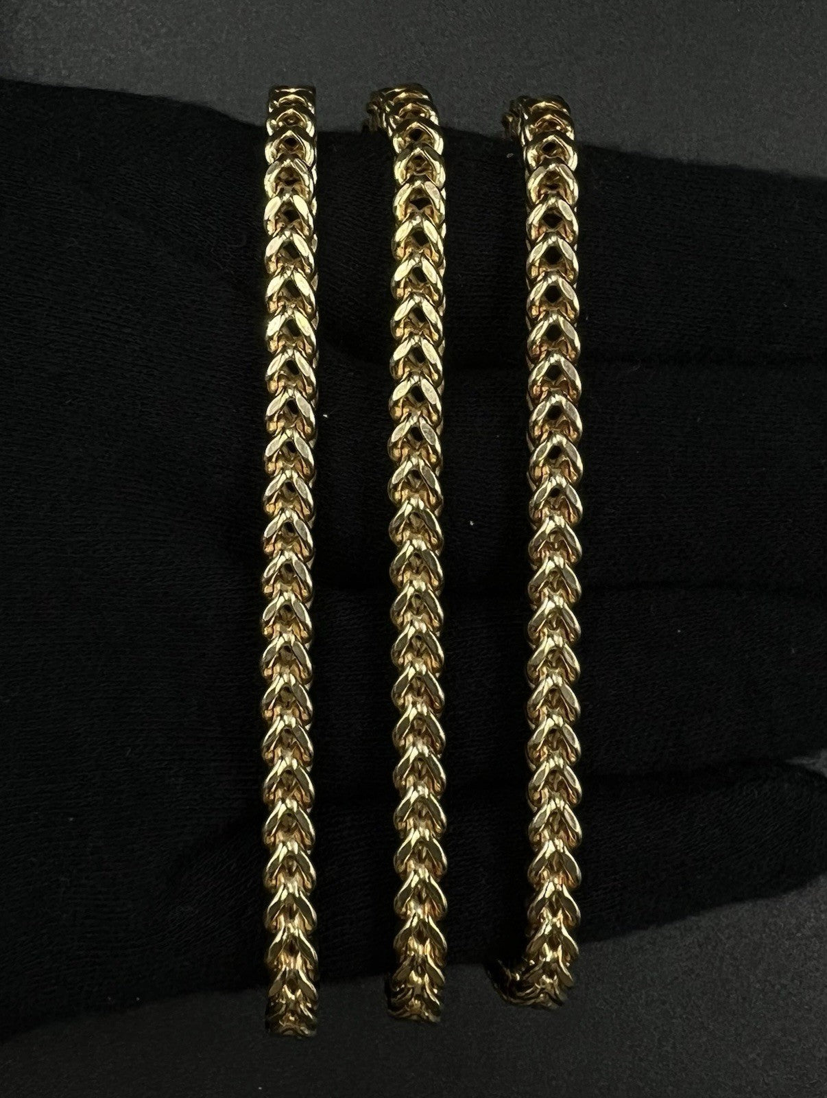 26.25” 10K Semi-Solid Yellow Gold Diamond Cut Franco Box Chain | 26.49g | 4.5MM