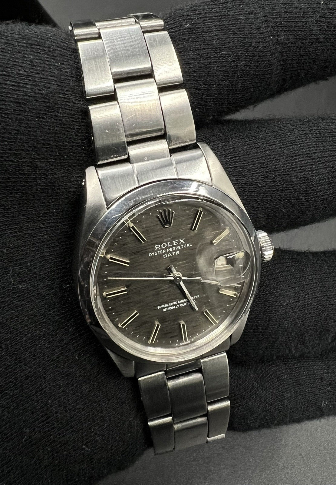 Vintage Rolex Date 1500 Steel 34mm Slate Grey Brushed Dial c.1970 Watch