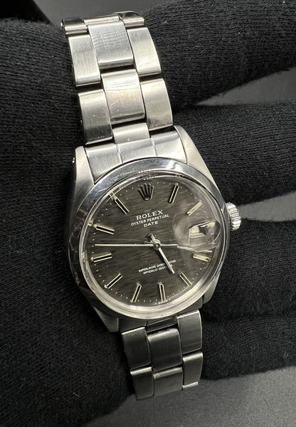 Vintage Rolex Date 1500 Steel 34mm Slate Grey Brushed Dial c.1970 Watch