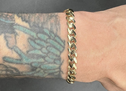 8” 14K Semi-Solid Yellow Gold Monaco Cuban Bracelet 10.17g | 6.7mm CZ Box Clasp