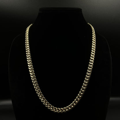 24” 10K Hollow Yellow Gold Miami Cuban Link Chain | 47.12g | 8.8MM | Box Closure