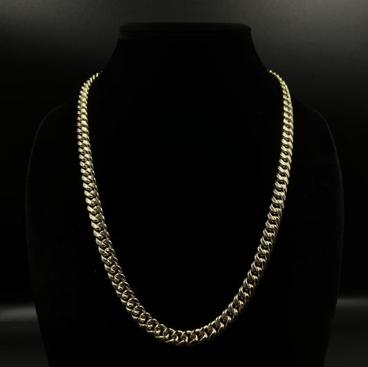 24” 10K Hollow Yellow Gold Miami Cuban Link Chain | 47.12g | 8.8MM | Box Closure