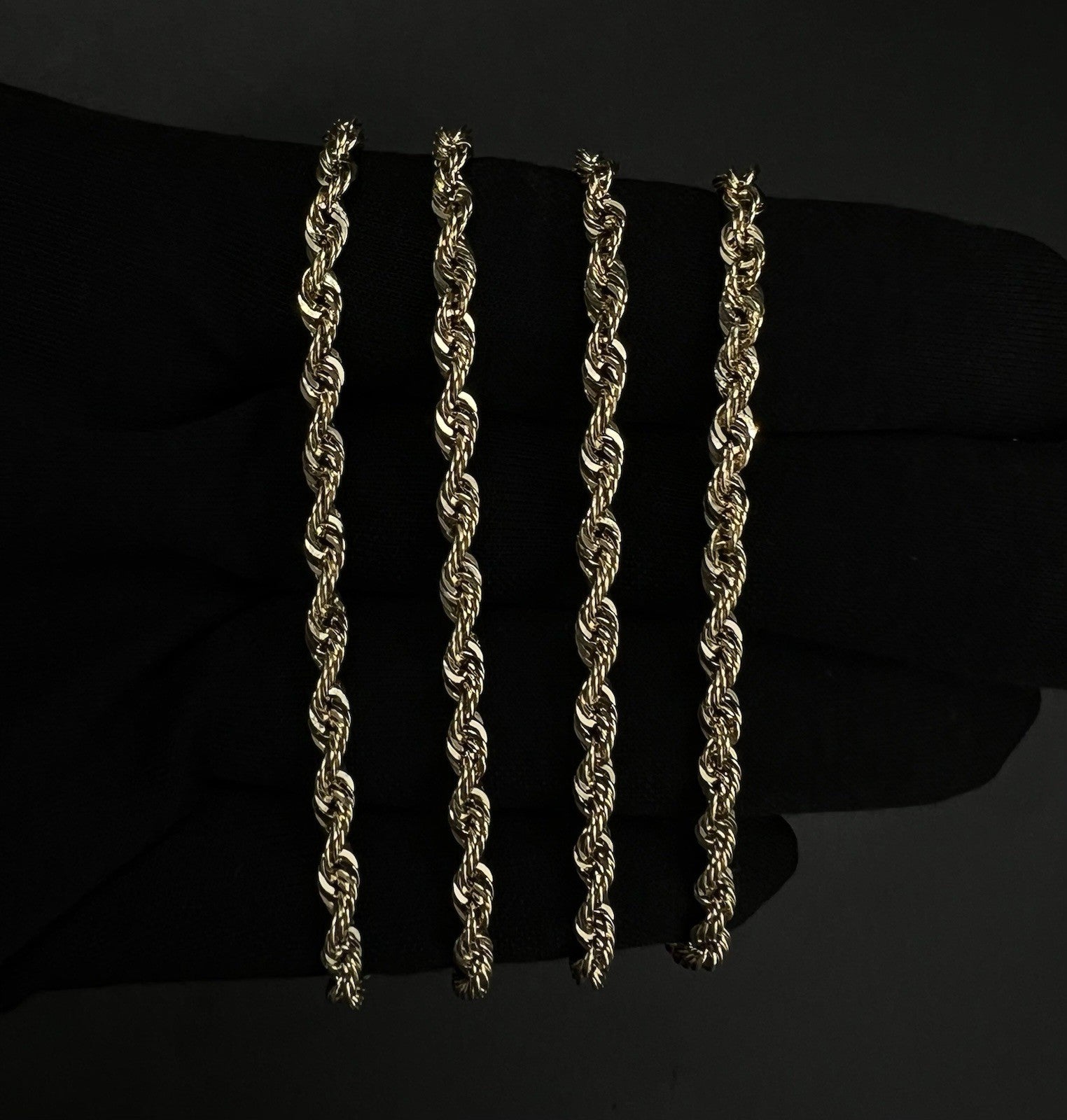 28” 10K Hollow Yellow Gold Rope Chain | 8g | 3.8MM | Lobster Clasp |