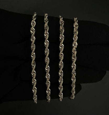 28” 10K Hollow Yellow Gold Rope Chain | 8g | 3.8MM | Lobster Clasp |
