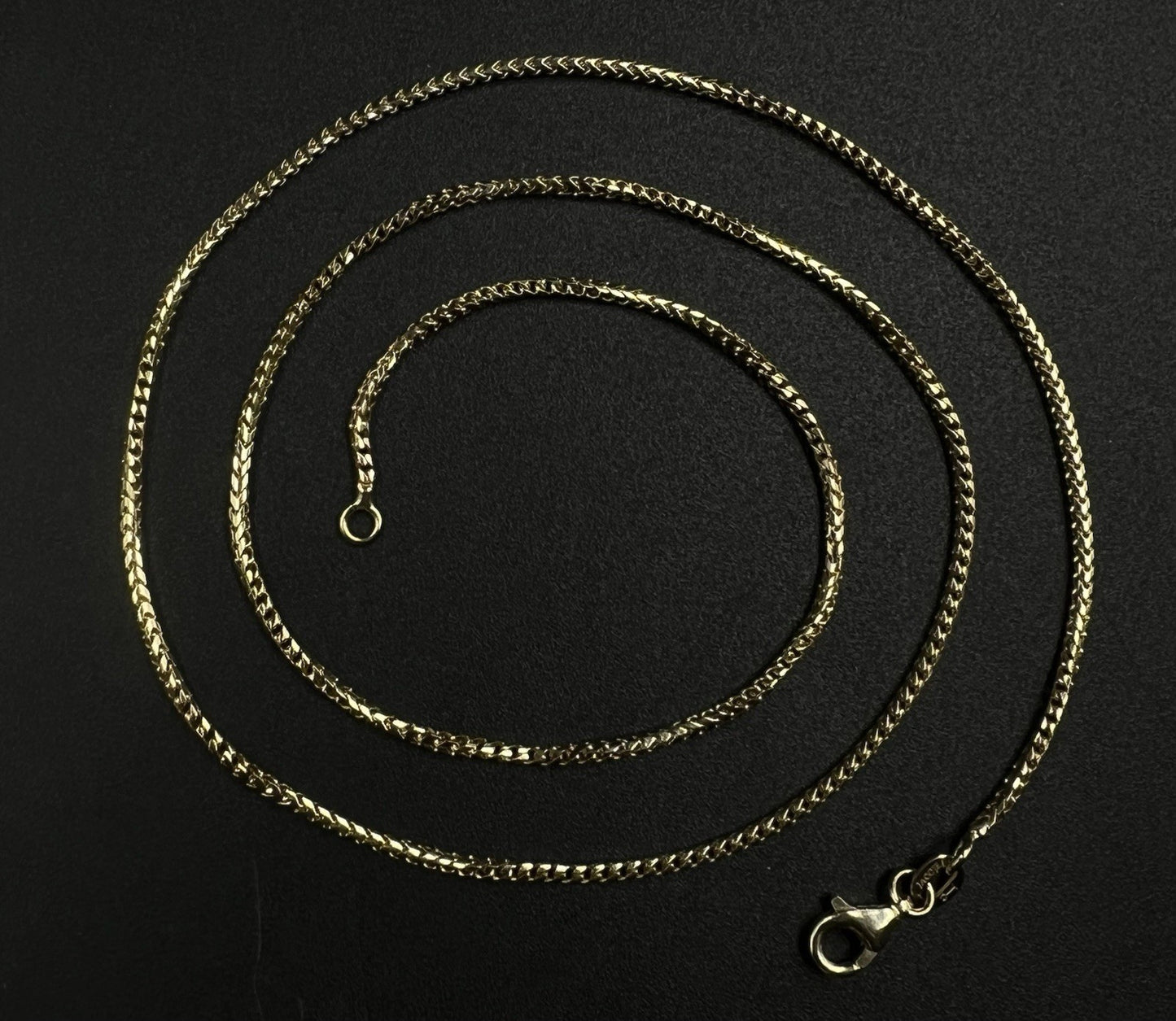 20” 14K Solid Yellow Gold Diamond Cut Franco Box Chain | 7g | 1.5MM | Jacoje |