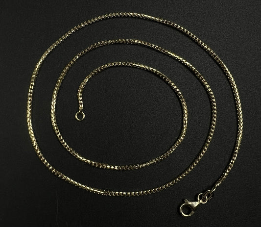 20” 14K Solid Yellow Gold Diamond Cut Franco Box Chain | 7g | 1.5MM | Jacoje |