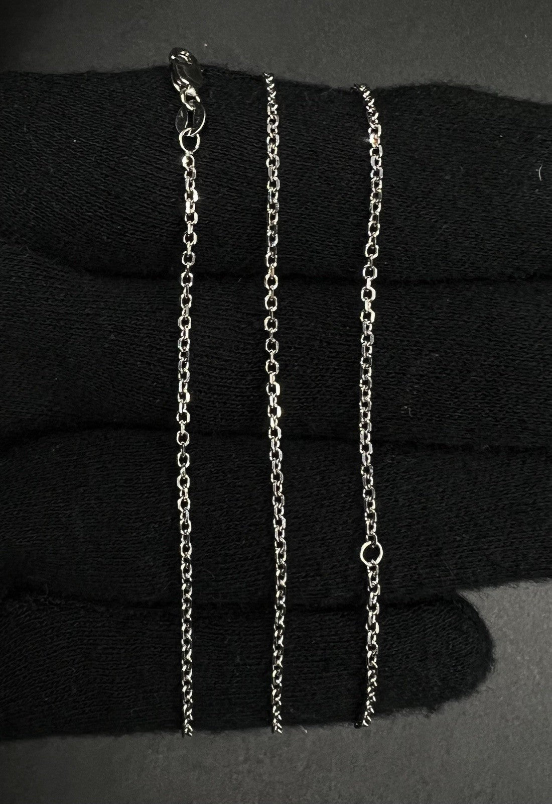 16-18” Adjustable 14K Semi-Solid White Gold Cable Chain | 2.66g | 1.4MM Lobster