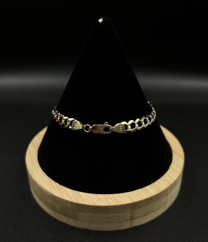 7.25” 14K Semi-Solid Tri-Tone Gold Diamond Cut Curb Bracelet | 6.36g | 5.6MM |