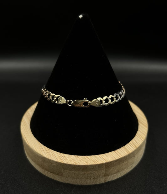 7.25” 14K Semi-Solid Tri-Tone Gold Diamond Cut Curb Bracelet | 6.36g | 5.6MM |