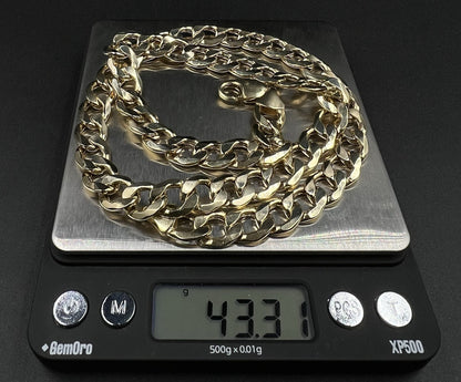 22” 14K Hollow Yellow Gold Diamond Cut Cuban Chain | 43.3g | 11MM | Lobster |