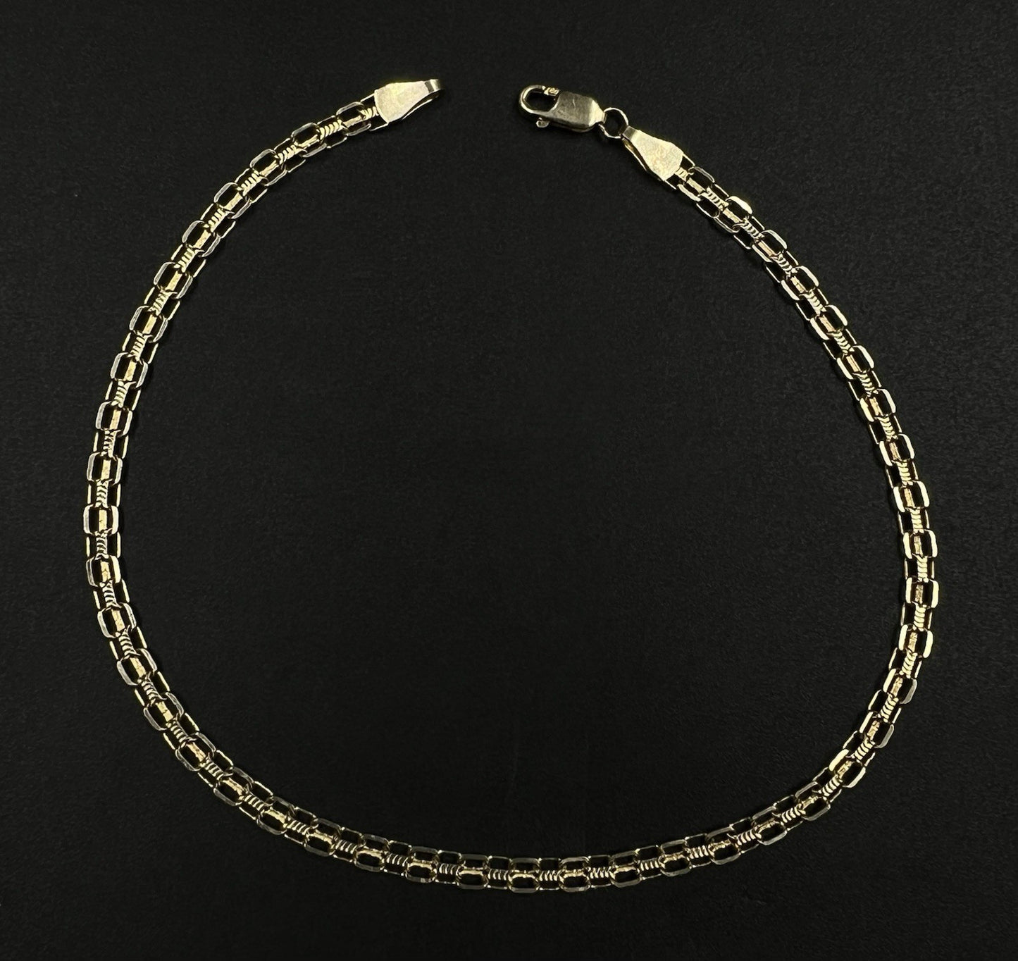 10.25” 14K Semi-Solid Yellow Gold Diamond Cut Bismark Anklet 3.83g | 3.5mm |