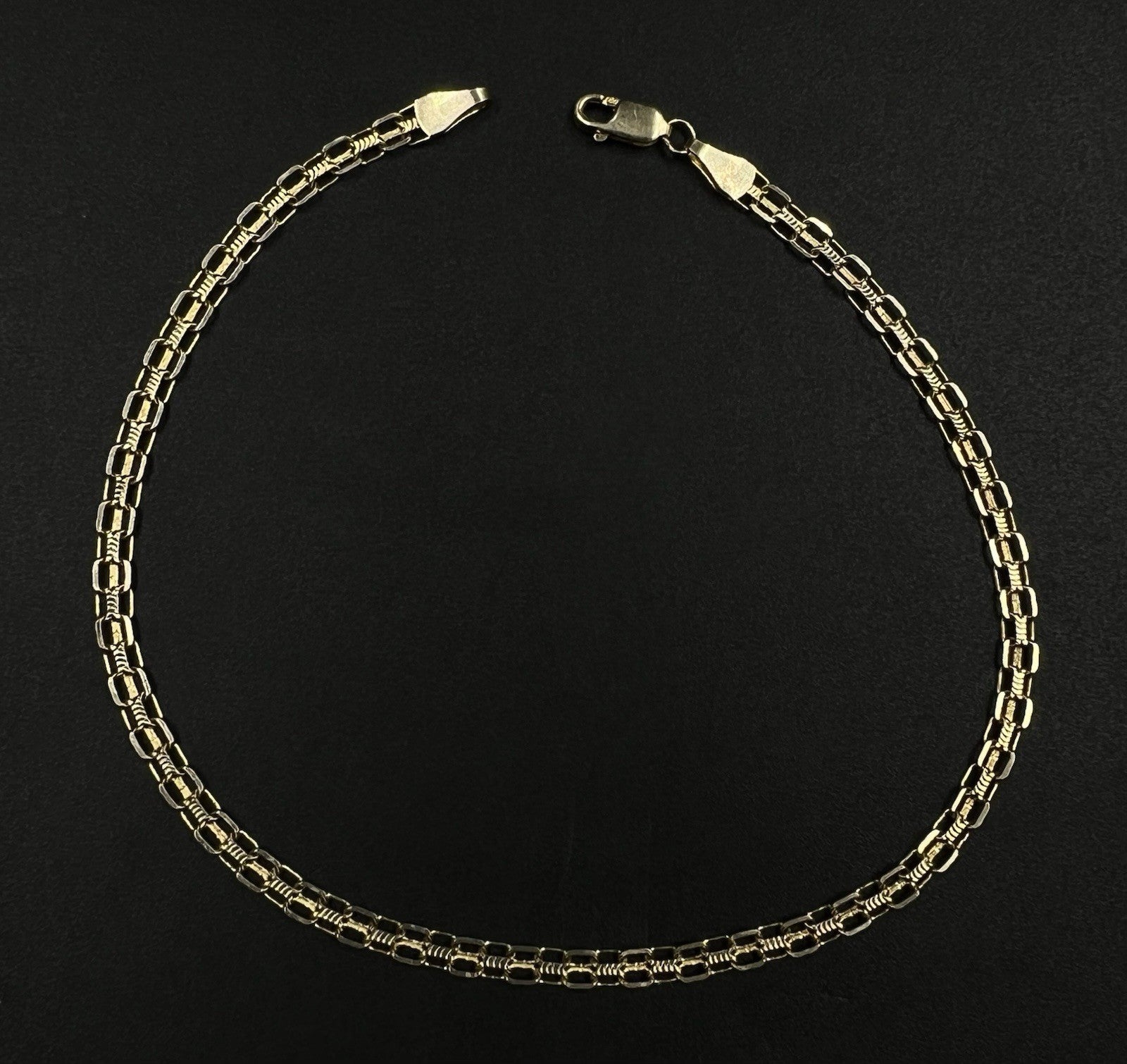 10.25” 14K Semi-Solid Yellow Gold Diamond Cut Bismark Anklet 3.83g | 3.5mm |