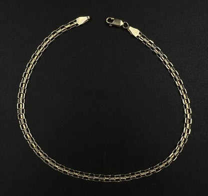 10.25” 14K Semi-Solid Yellow Gold Diamond Cut Bismark Anklet 3.83g | 3.5mm |