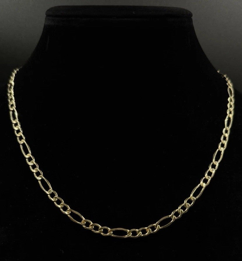 20” 14k Hollow Yellow Gold Figaro Chain 8g |5.4mm | Lobster Clasp |