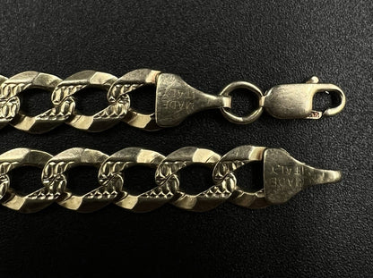 9” 14K Yellow Gold Diamond Cut Cuban Bracelet | 12.3g | 7MM | Italy | Lobster