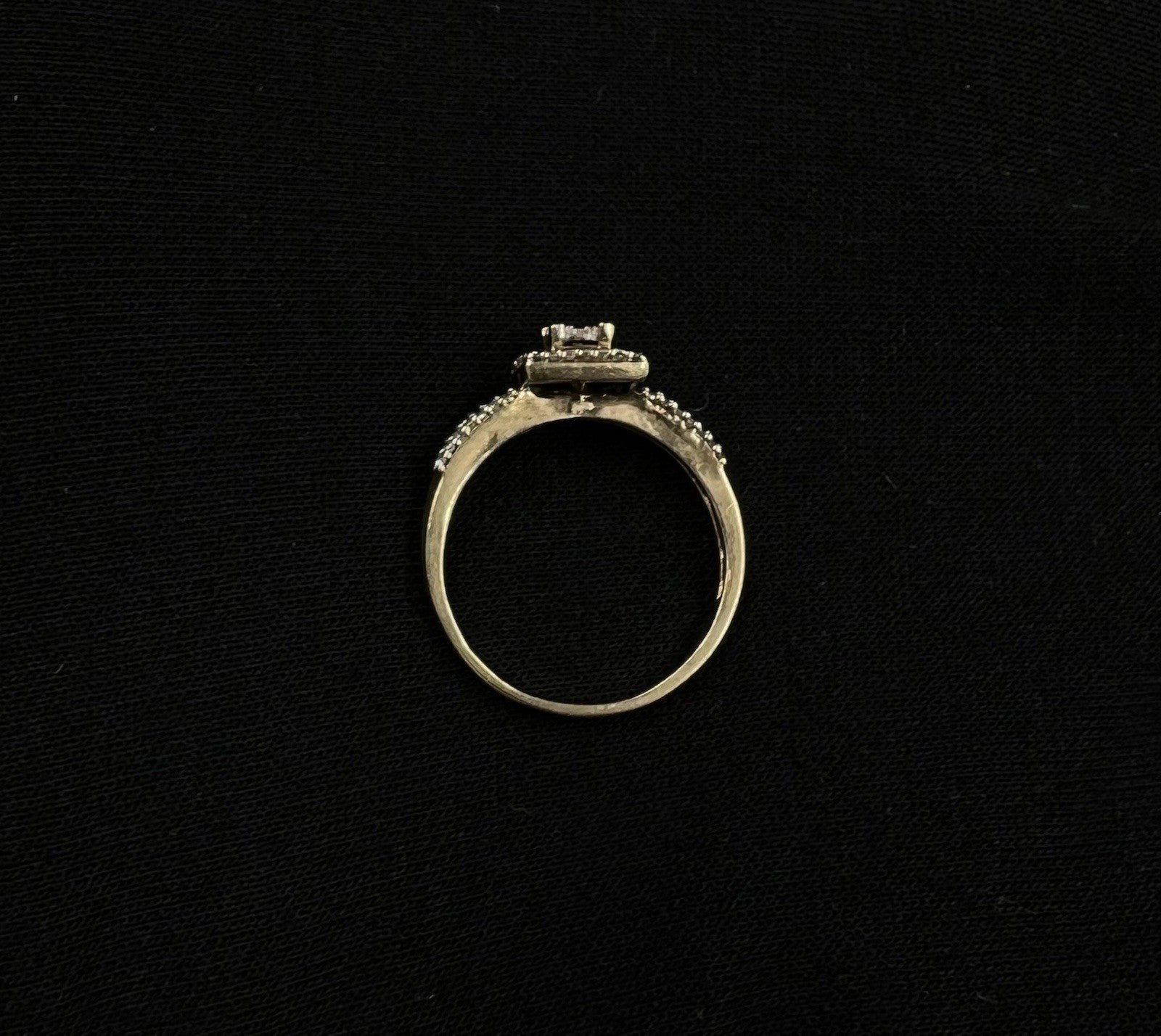 10K Semi-Solid Gold Natural Diamond Square Halo Ring Size 6 | .2ct | 1.86g