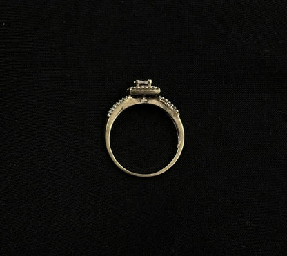 10K Semi-Solid Gold Natural Diamond Square Halo Ring Size 6 | .2ct | 1.86g