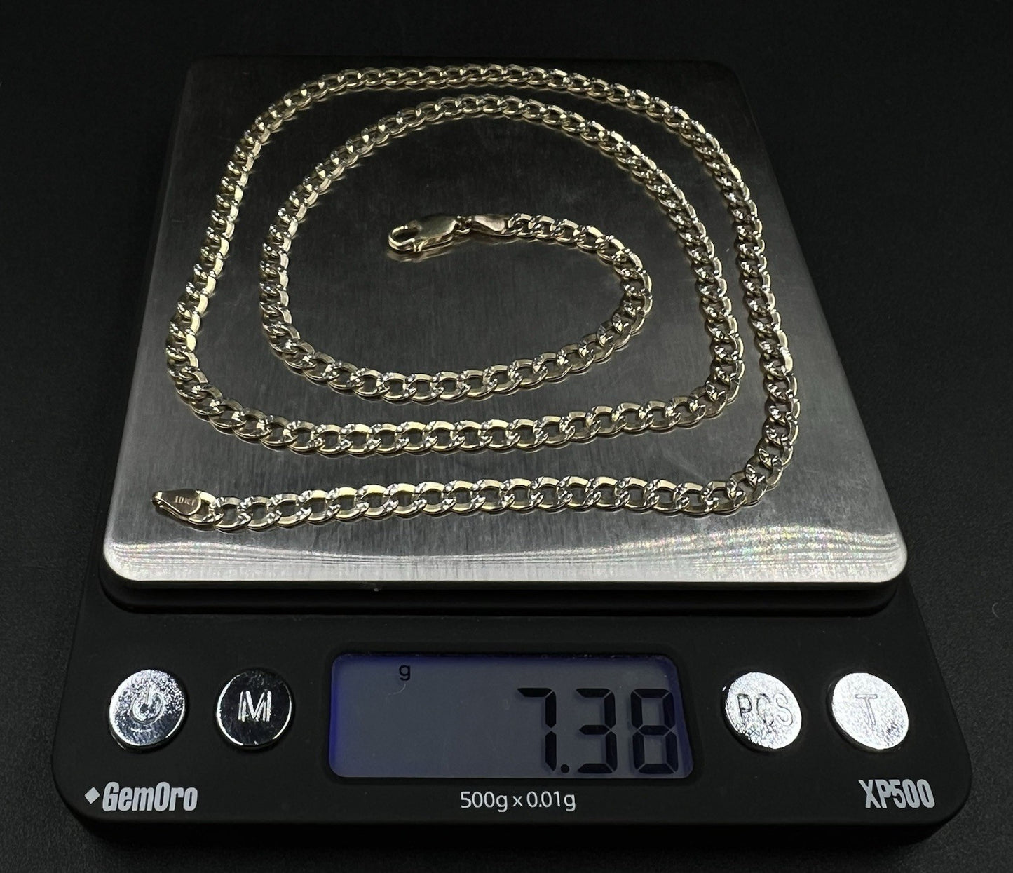 24” 10K Hollow Yellow Gold Diamond Cut Cuban Chain | 7.38g | 4.3mm | Lobster |