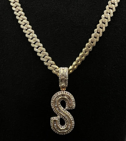 .64” x 1.75” 10K Semi-Solid Yellow Gold Natural Diamond S Pendant | ~2ct | 7.5g