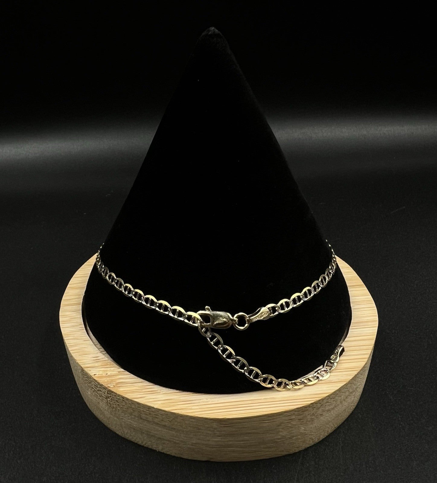 10.75” 14K Hollow Yellow Gold Diamond Cut Anchor/Mariner Anklet | 2.75g | 3.1MM