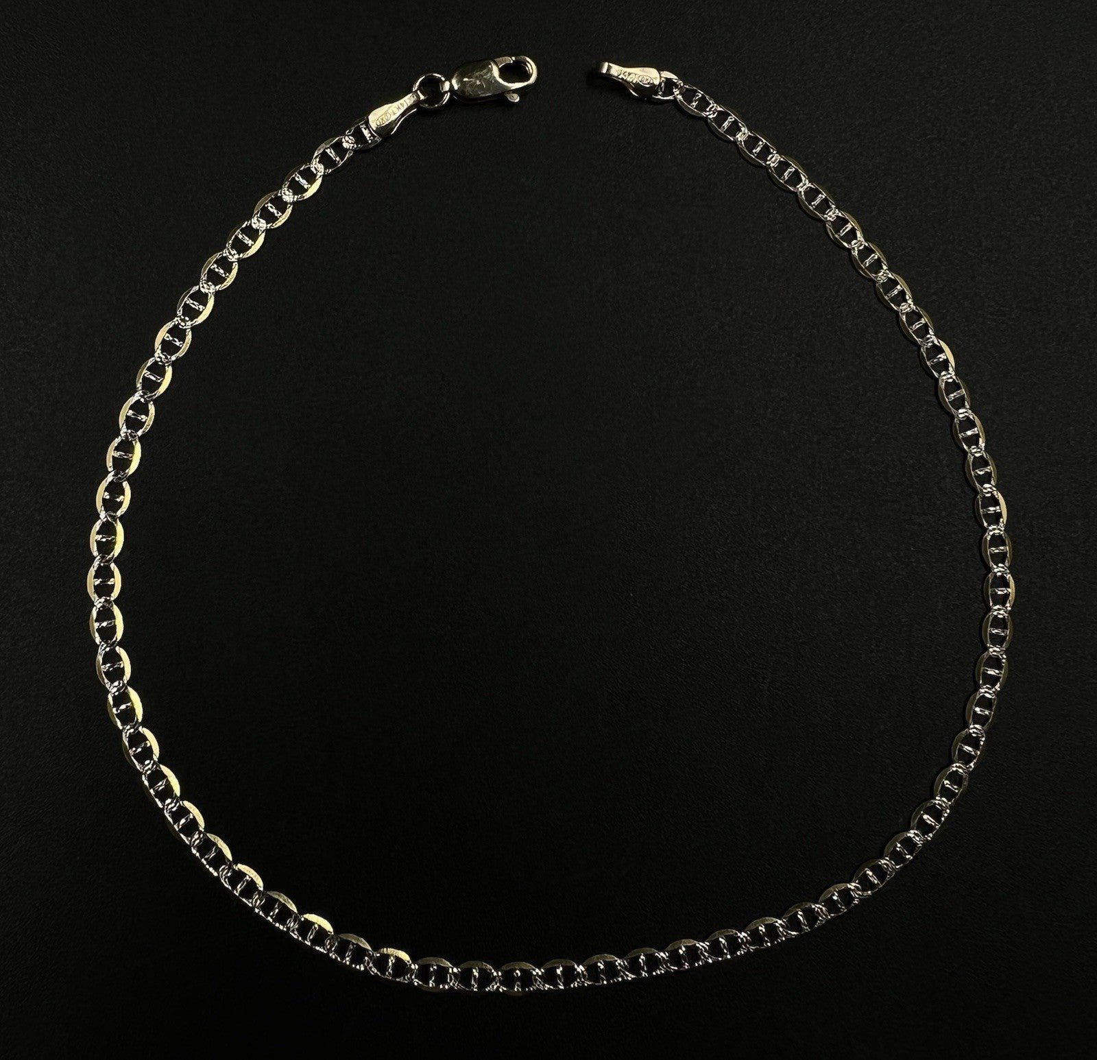 10.75” 14K Hollow Yellow Gold Diamond Cut Anchor/Mariner Anklet | 2.75g | 3.1MM
