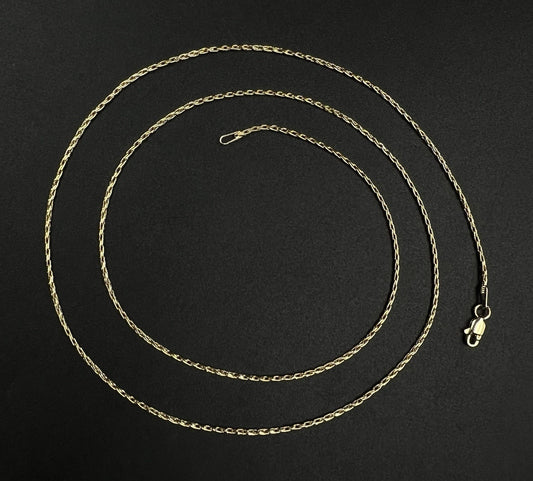 24” 14K Solid Yellow Gold Wheat Chain | 5.6g | 1.3mm | Lobster Clasp |