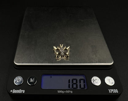 .68” x .7” 10K Solid Yellow Gold Lab Diamond Butterfly Pendant | 1.78g | 2.5MM |