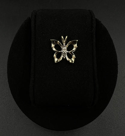 .68” x .7” 10K Solid Yellow Gold Lab Diamond Butterfly Pendant | 1.78g | 2.5MM |