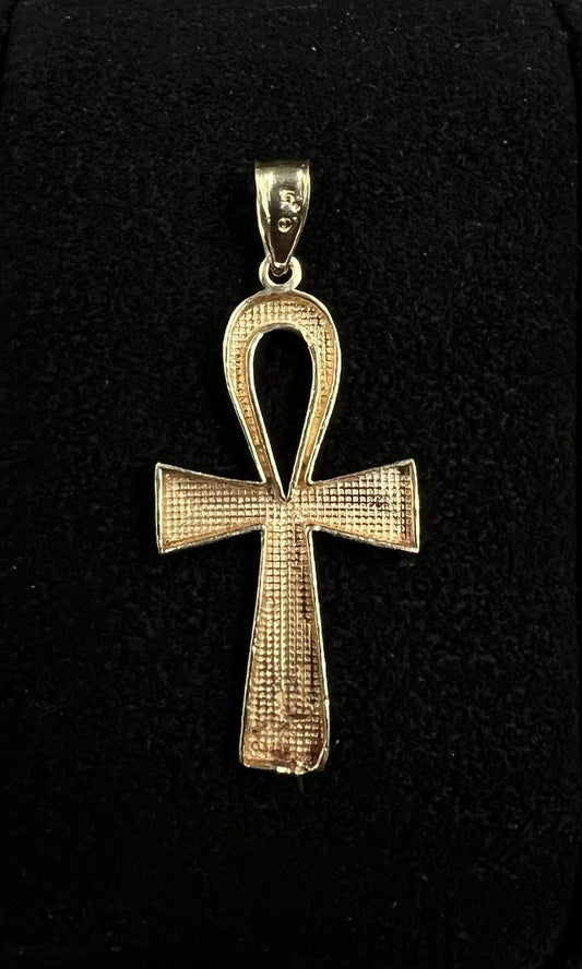 .61” x 1.42” 10K Semi-Solid Yellow Gold Diamond Cut Ankh Pendant | 1.4g Fits 3MM