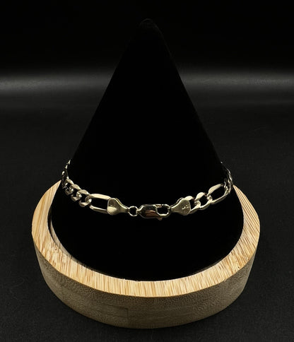 8” 10K Semi-Solid Yellow Gold Diamond Cut Figaro Bracelet 6.91g | 6mm Lobster |