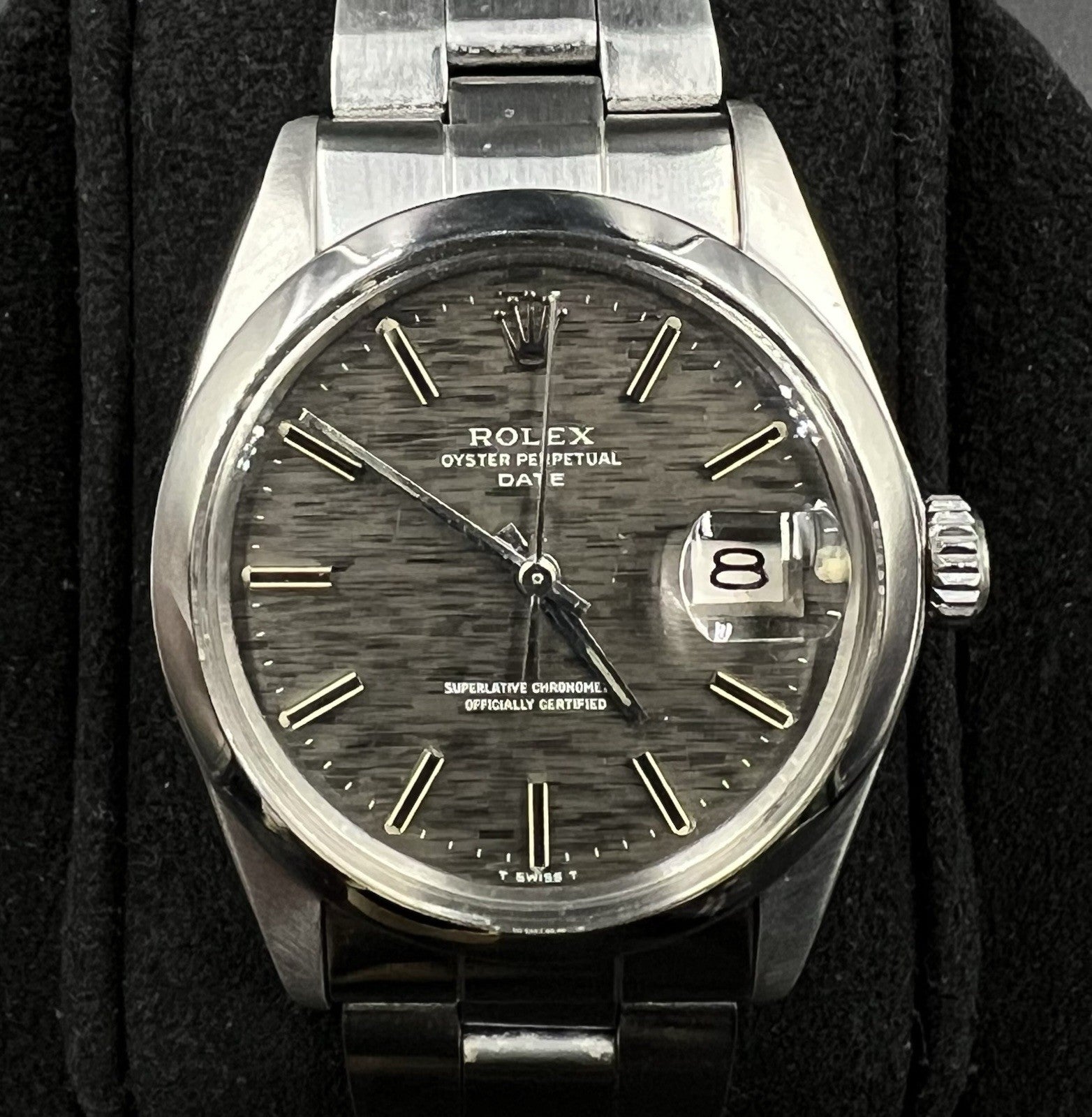 Vintage Rolex Date 1500 Steel 34mm Slate Grey Brushed Dial c.1970 Watch