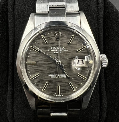 Vintage Rolex Date 1500 Steel 34mm Slate Grey Brushed Dial c.1970 Watch