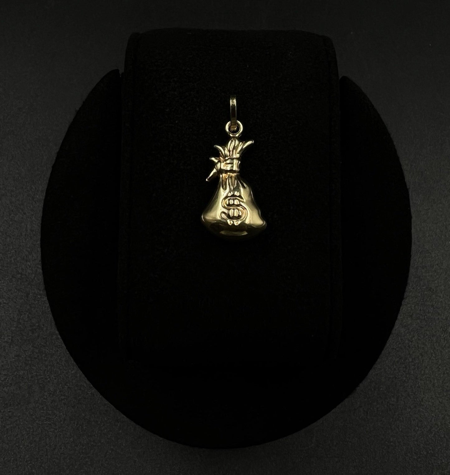 .46” x 1.05” 14K Hollow Yellow Gold Money Bag Pendant | 1.48g | 3.2 x 5.5mm Bail
