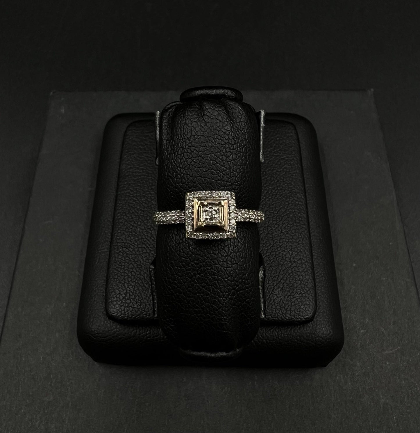 10K Semi-Solid Gold Natural Diamond Square Halo Ring Size 6 | .2ct | 1.86g