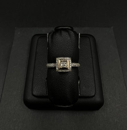 10K Semi-Solid Gold Natural Diamond Square Halo Ring Size 6 | .2ct | 1.86g