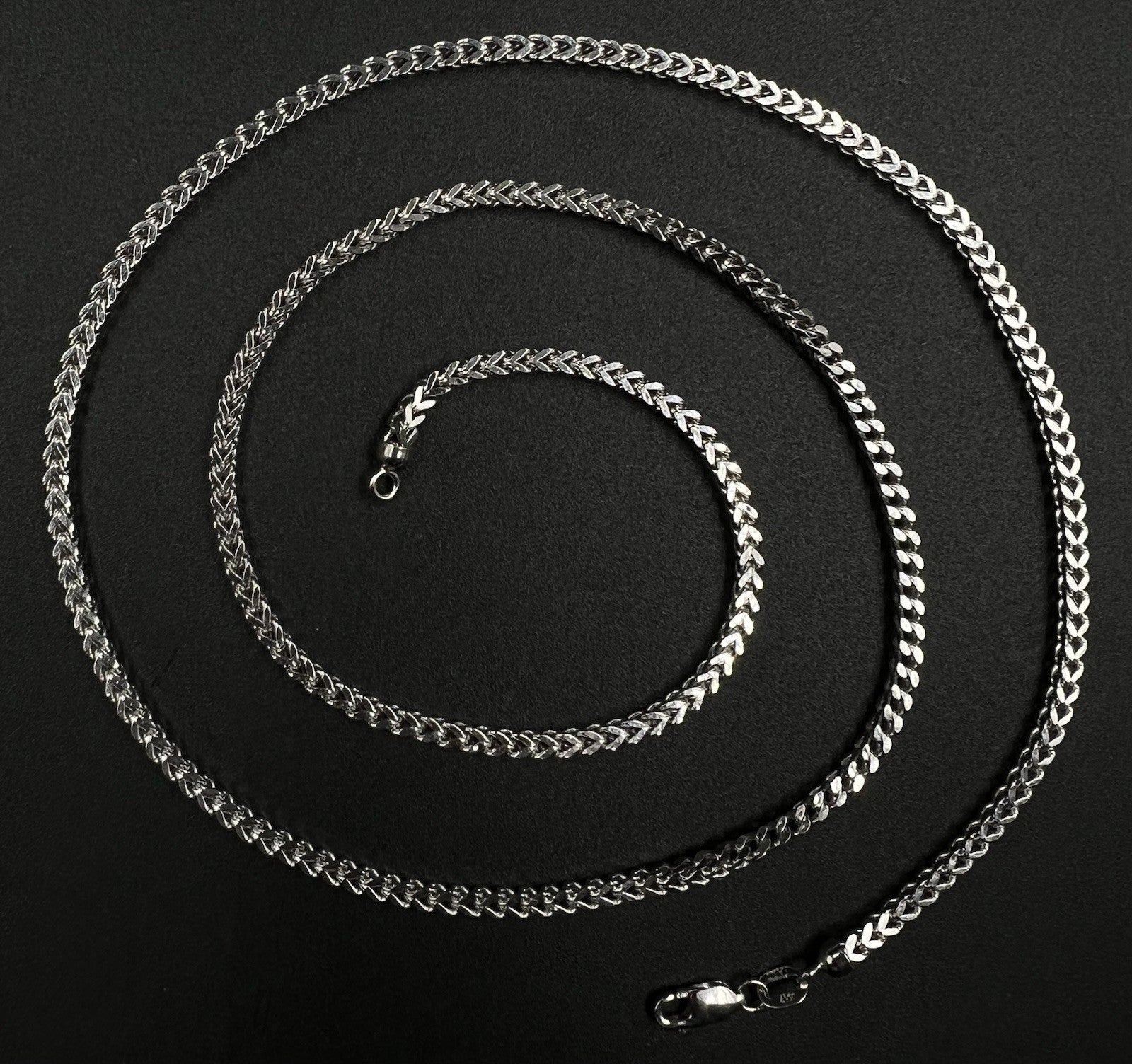 25” 10K Hollow White Gold Diamond Cut Franco Box Chain | 11.14g | 2.6MM | ALI |