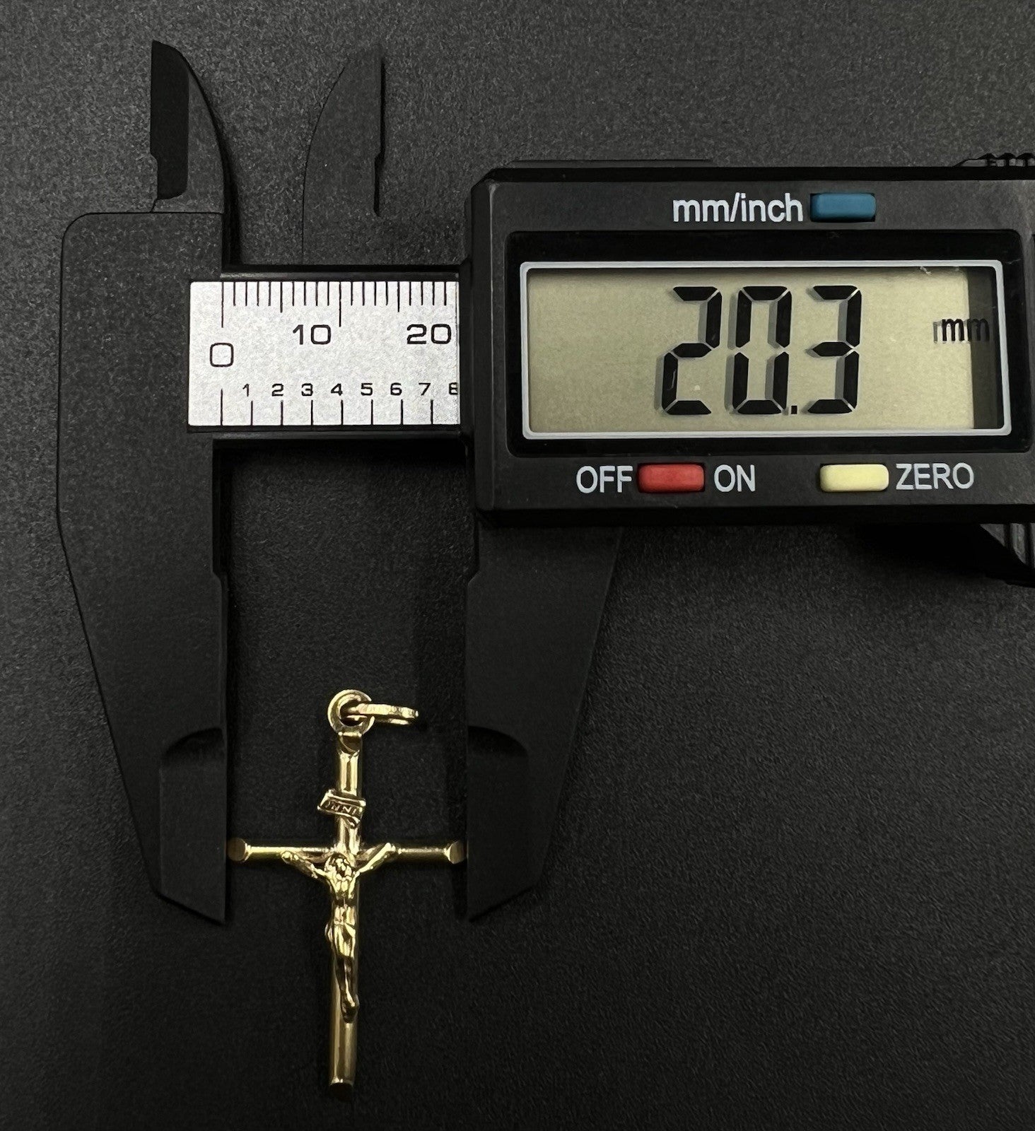 .8” x 1.5” 14K Hollow Yellow Gold Crucifix Pendant 1.71g 2.6 x 5.6mm Bail Italy