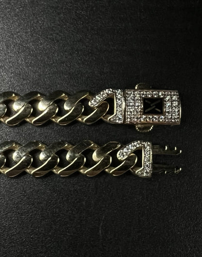 8” 14K Semi-Solid Yellow Gold Monaco Cuban Bracelet 10.17g | 6.7mm CZ Box Clasp