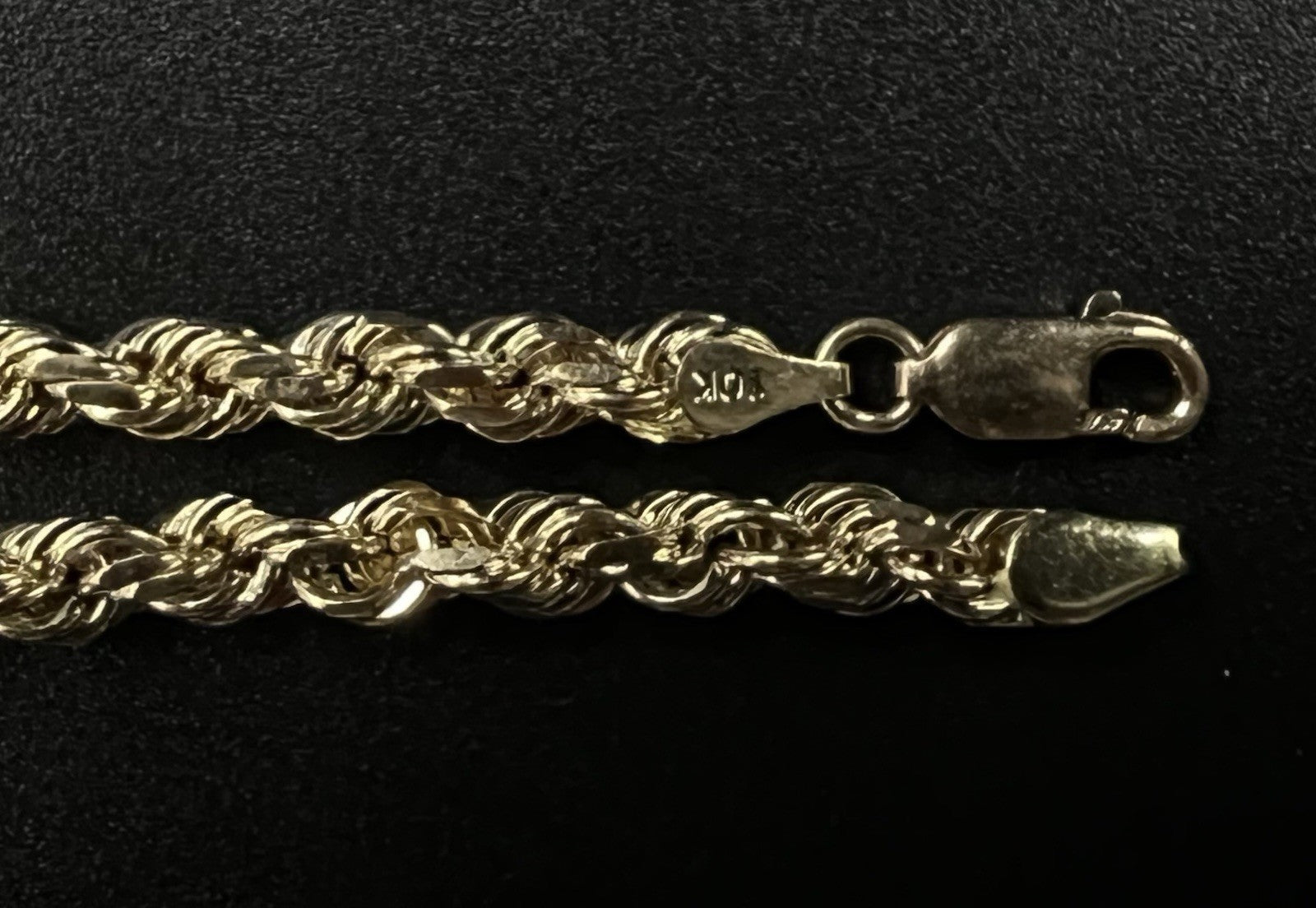 8” 10K Semi-Solid Yellow Gold Diamond Cut Rope Bracelet | 11g | 4.2MM | Lobster