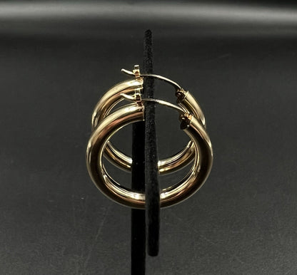 14K Hollow Yellow Gold Hoop Earrings | 2.11g | 1.06” Wide x .15” Thick | Hinged