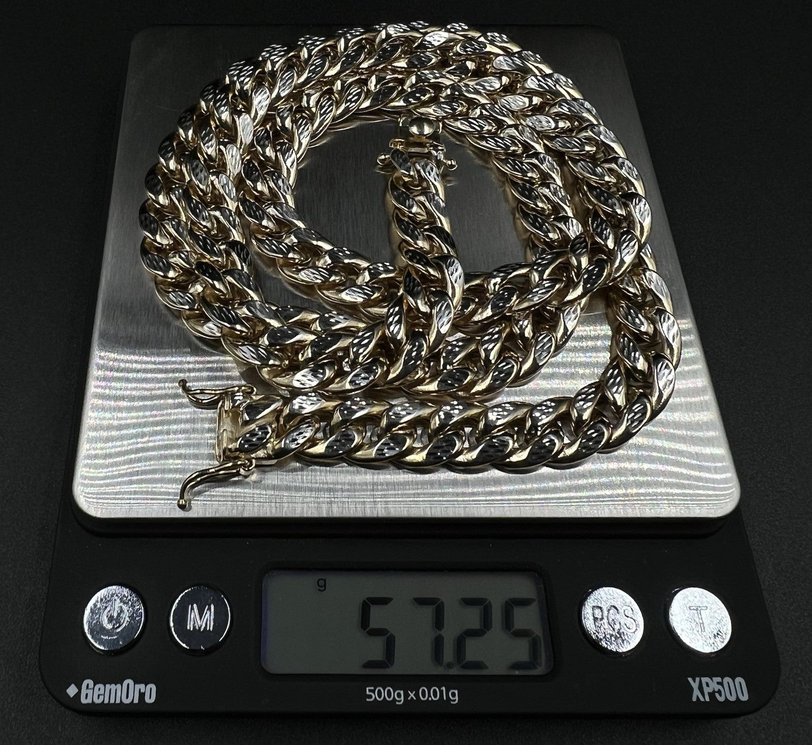 28” 10K Hollow Yellow Gold Diamond Cut Miami Cuban Chain | 57.23g | 10.2MM | Box