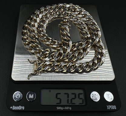 28” 10K Hollow Yellow Gold Diamond Cut Miami Cuban Chain | 57.23g | 10.2MM | Box