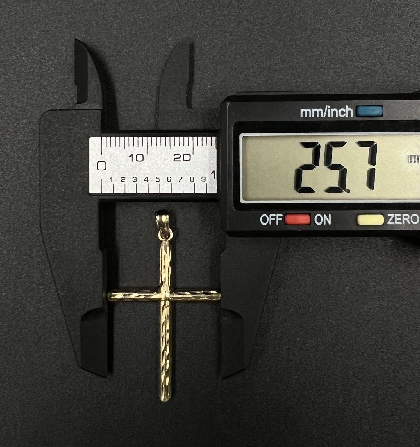 1.01” x 1.71” 10K Hollow Yellow Gold Diamond Cut Cross Pendant 1.66g Fits 2.5MM