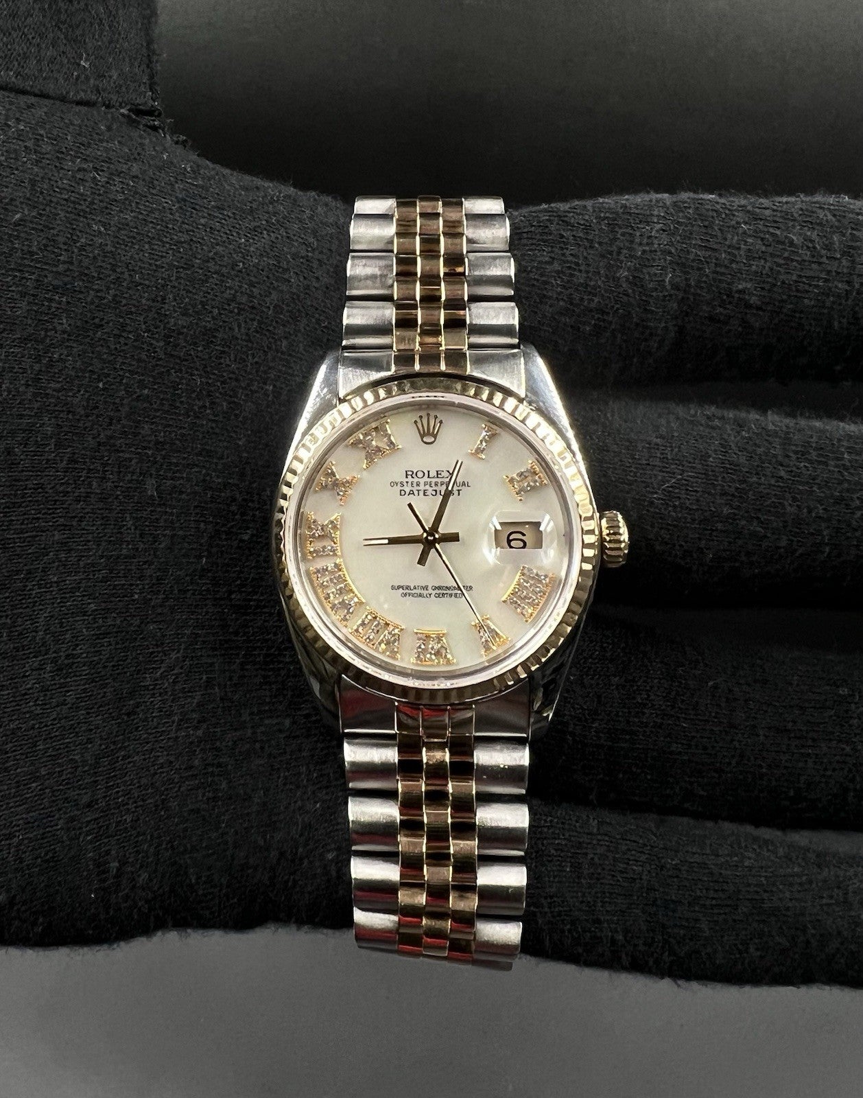 Rolex Datejust 16013 36mm Two Tone Jubilee MOP Diamond Roman Dial Quickset Watch
